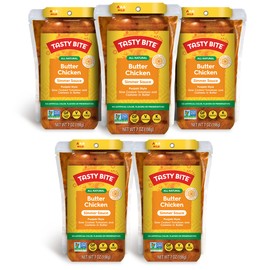 Tasty Bite Punjabi Style Butter Chicken Simmer Sauce, 7-Ounce 5-Pack, 3-4 Servings, Vegetarian, Tomatoes & Cashews in Butter