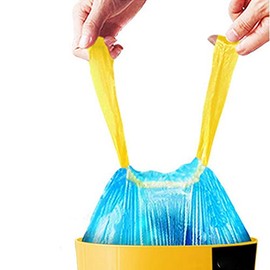 100 Stück Müllsäcke mit Kordelzug, robuste Müllsäcke, langlebige Müllsäcke für Haus und Küche, blau, 45 x 50 cm