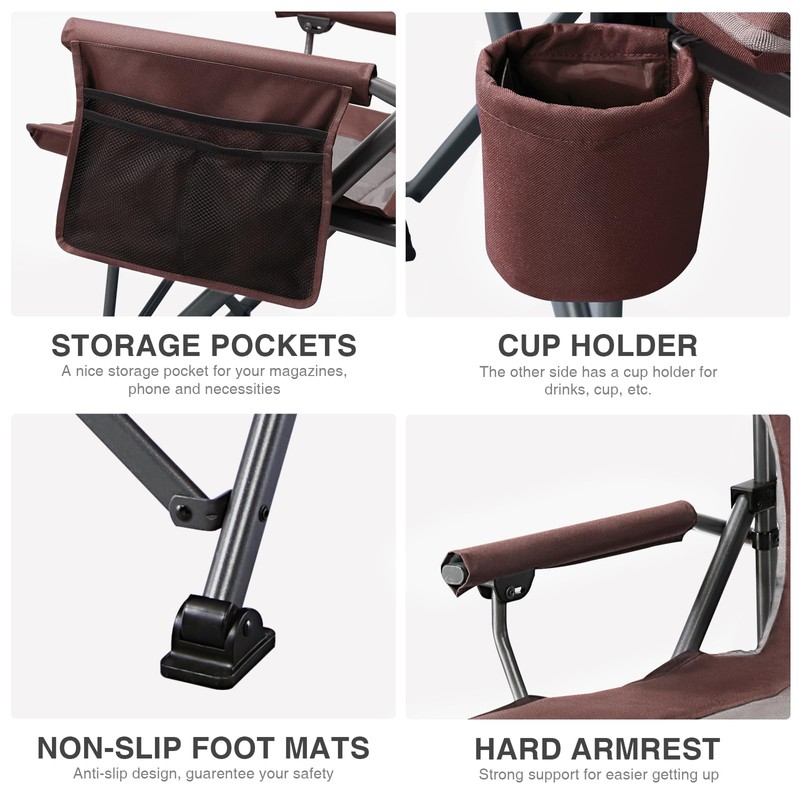 EVER ADVANCED Oversized Folding Camping Chair, for Adults Heavy Duty