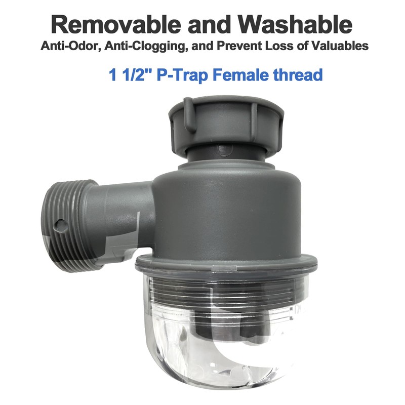 QruiLanTu Sink Trap 1 1/2'' P-Trap Replacement Upgrade Visible Removable