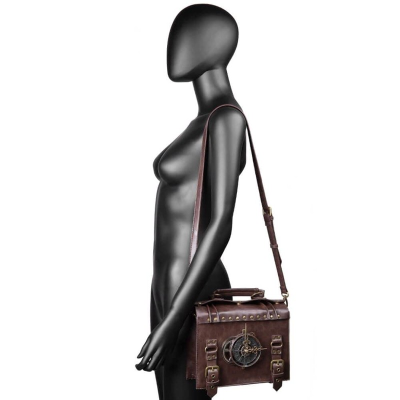 Ro Rox Lavinia Steampunk Shoulder Bag Gears Pendant Faux Leather,