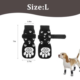 Double-Sided Non-Slip Dog Socks, 4 Pairs Dog Socks Anti-Slip Dog Shoes Paw Protection Summer Pet Paws Protection Traction Control Socks on Hardwood Floor, Black, L