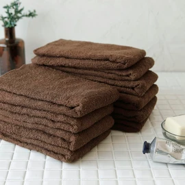 GamachaTowel All 22 Colors Face Towels [Cacao 10-Piece Set] for Kitchen or Bathroom Hand Drying, Easy-to-Use Thin Towels, 100% Cotton, Skin-friendly, Quick-Drying, Regular Size, Approx. 13.4 x 31.5