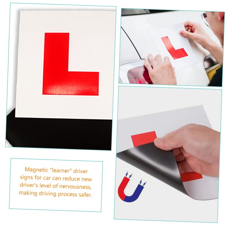 ABOOFAN 4pcs Car Magnets Red Learner Driver Signs Easy Stick