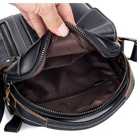 Bolso de hombro pequeño para hombre, de piel auténtica, estilo retro, ligero, para uso diario, para negocios, deportes, senderismo, viajes