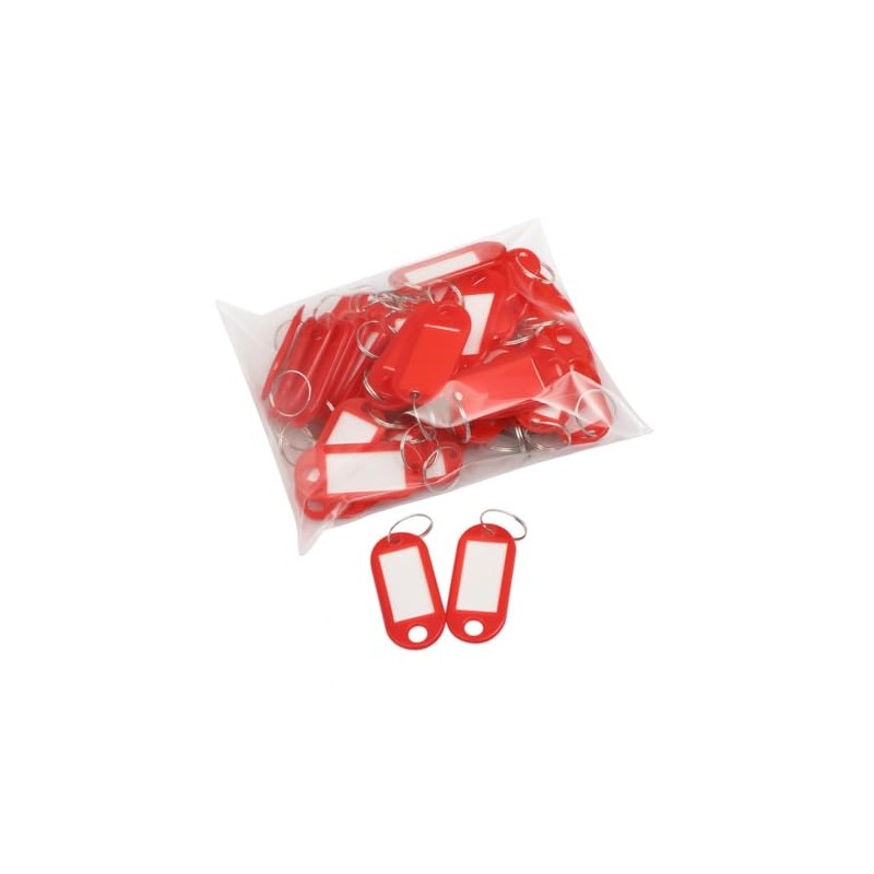 Key Tags with Split Ring, 50 Pack, of one Colour,