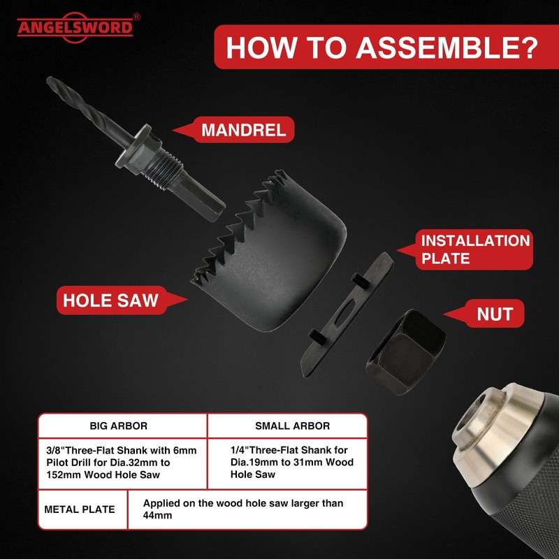ANGELSWORD Hole Saw Set 24 PCS Hole Saw Kit, Hole