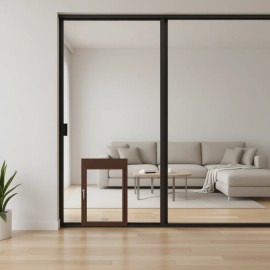Adjustable Height Aluminum Alloy Pet Door 75 7/8 80 11/16 for Dogs Sliding Glass Interior Modern DesignCurtain Size: Size L, Size: Size Door Height (75-81 inch)