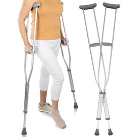 Vive Crutches for Adults - Pair of Adjustable, Lightweight, Aluminum Walking Crutches - Accessories Fits Heights- 3 Sizes for Youth, Adults, Tall People - Supports Up to 300 Pounds (Youth)