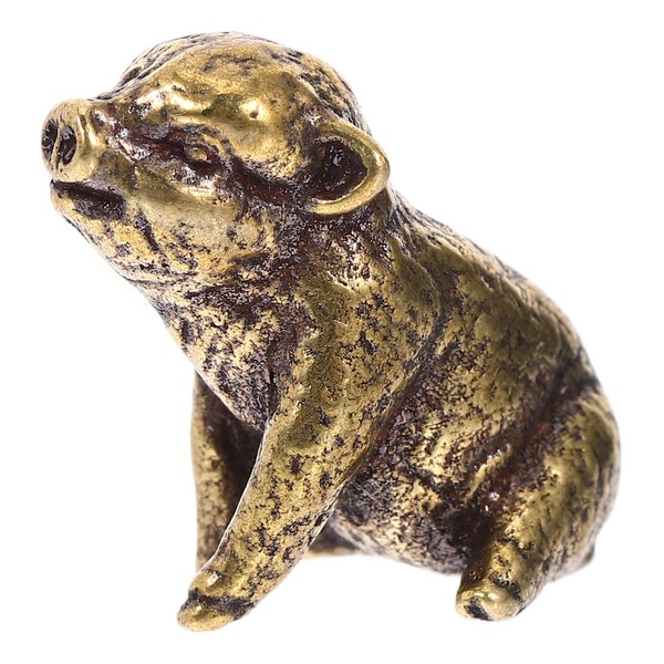 Beavorty Retro Brass Pig Figurine Mini Statue Creative Desktop Decoration