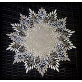 Galleria di Giovanni Lace Doilies Set of 3 Neutral Earth Tones 12 Inch Doily Lot Round Table Topper