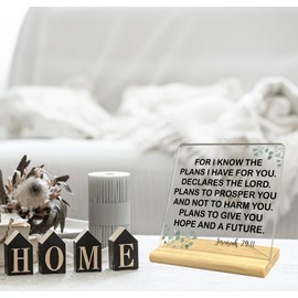for I Know the Plans I Have for You Christian Jeremiah 29:11 Acrylic Desk Decorative Sign, Inspirational Bible Verses Desk Decor for Home Office