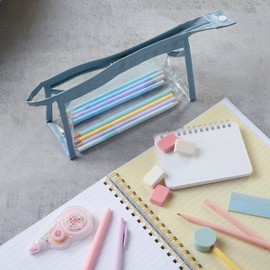 Soul Projekt Duck Egg Blue Clear Pencil Case, Makeup Travel Bag, Portable PVC Pouch Organizer for Students, Exam, Office, Art, School Supplies Stocking Filler Kids, Girls Gifts, Cosmetic Toiletry Bag