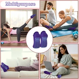 ELUTONG Pilates Socks with Grips for Women 1-3 Pairs Yoga Barre Ballet Dance Non Slip Crew Socks at Home Hospital