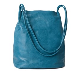 Woodland Leathers Women's Medium Size Vegan Leather Hobo Bucket Tote Handbags For Women - Elegant Black Handbag With Long Straps, Stylishly Spacious Designer Elegance bags for women (Blue)