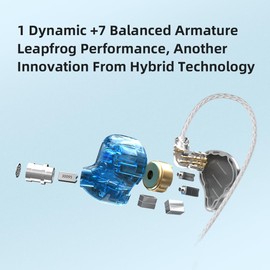 KZA COUSTICS KZ Zax 16 Driver Hybrid Earphones, Wired High Resolution Monitor Headphones, 1DD+7BA, High Sound Quality, Deep Bass Detachable 2Pin Cable Silver