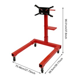 Cbhfmljd Engine Stand, 1250 lbs (5/8 Ton) Rotating Engine Stand with 360 Degree Rotating Adjustable Head and Extra Tool Storage Tray, Engine Stand Motor Hoist Dolly Mover Jack, Red