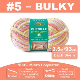 Super Soft Velvet Chenille Yarn for Crocheting and Knitting-Easy to Crochet-Bulky, 3.5oz/93yds of Each Skein-Chunky Plush Yarn for Hand Craft Blanket Ammigurumi DIY (Sunset Glow, 6 Pack)