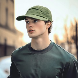 Croogo Quick Dry Baseball Hat 5-Panel Sports Caps Wide Brim Visor for Men Women Umpire Cap Casual Men's Hiphop Cap,Green-GD50