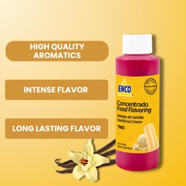 ENCO Vainilla Ice Cream Flavoring 4.05 fl.oz (120ml) for ice cream, popsicles, aguas frescas, jellies, and more (adds flavor and color)