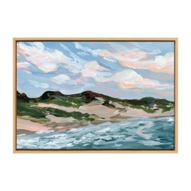 Kate and Laurel Sylvie Michigan Sand Dunes Framed Canvas Wall Art by Emily Kenney; 23x33 Natural; Modern Abstract Beach Sands Art for Wall