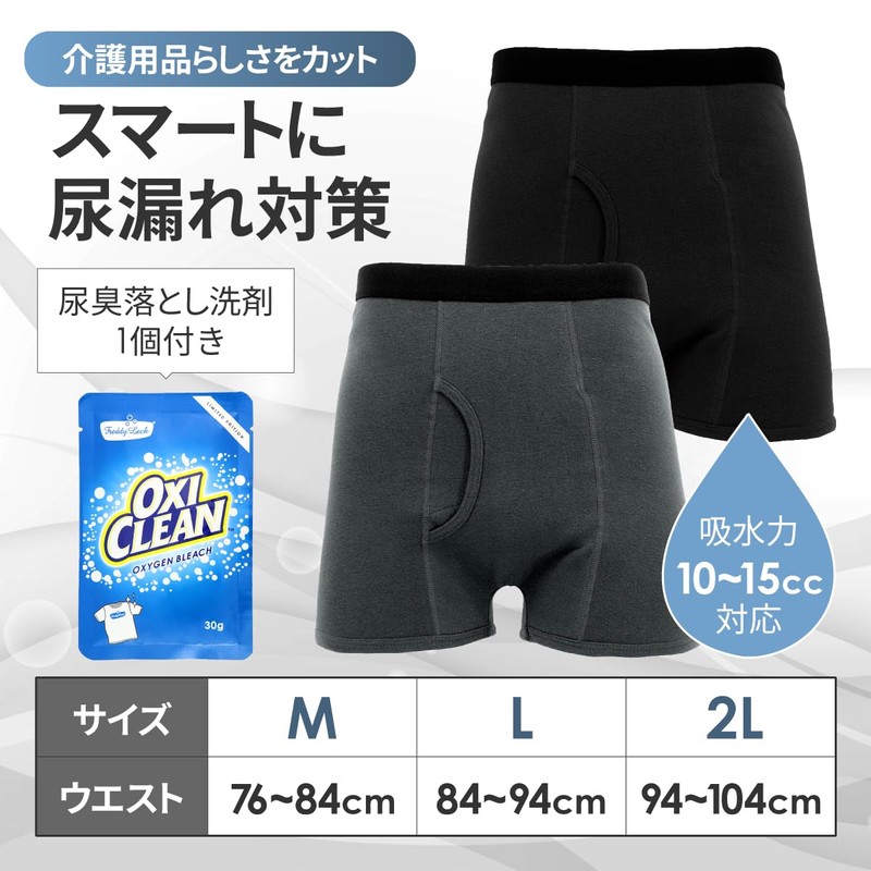 Trust Map 2-Piece Set, No Stains Incontinence Pants, For Men,