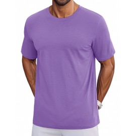 Cotrasen Men's T-Shirts UPF 50+ UV Sun Protection Moisture Wicking Shirts Short Sleeve Crew Neck Quick Dry Tees Light Purple L