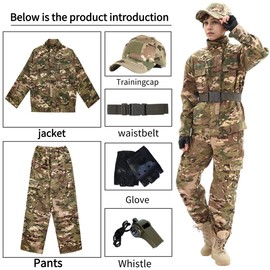 Army children's tactical suit camouflage uniform soldiers children's clothing boy army (Standard, CP camouflage, 160)