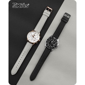 Zkius 24mm Quick Release Watch Straps,Leather Replacement Watch Band for Tissot chronograph/Casio GMa-s2100/Guess Multifunction Watch - Black