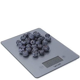 Taylor Pro Digital Kitchen Food Scales with Ultra Thin Design, Compact Professional Standard Tare Feature with Precision Accuracy, Pewter Glass, Weighs 5 kg Capacity, Grey