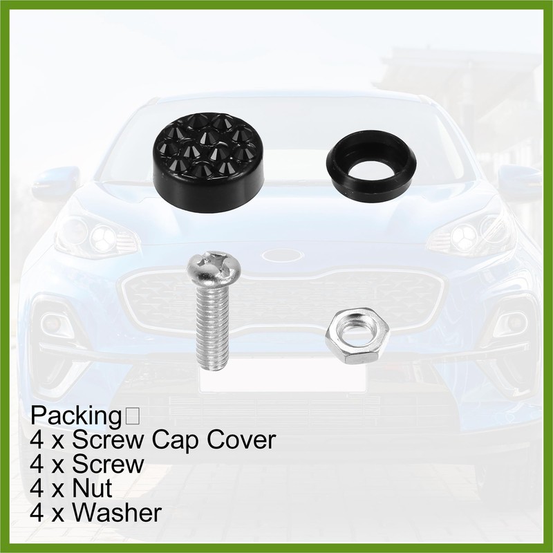 HOPESPANNER 1 Set Bling Car License Plate Fasteners Screws Caps