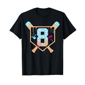 Baseball 8 Year Old Ice Cream Drip 8th Birthday Boy Number 8 T-Shirt