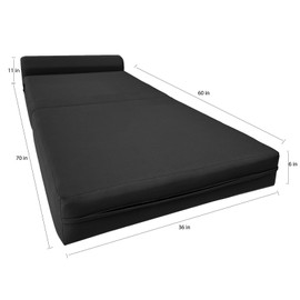Danfuton Black Sleeper Chair Folding Foam Bed, Sleepover Convertible Sofa 6 x 36 x 70
