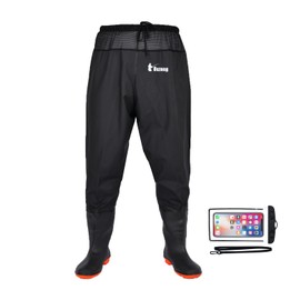 Waterproof Fishing Waist Waders Pants with Boots for Men and Women for Fishing Hunting outdoors (Black, 9)