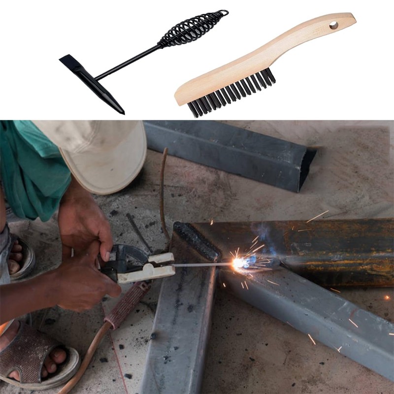 2 Pack Welding Chipping Hammer and Wire Brush Set, 11"