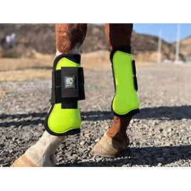 Ride Now Horse Tendon Boots Open Front/Fetlock Boot for Horse Set of 4 (Cob, Fluorescent Green)