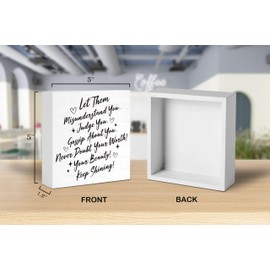 QOFO Let Them Inspirational Office Wood Box Decor, Office Decorations, Rustic Office Decor, The Office Gifts for Coworkers Friends, Wooden Sign Desk Gifts, Cubicle Decorations for Women Desk, 10