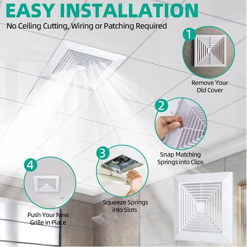 Aswalling Bathroom Exhaust Fan Cover with Springs Replacement Parts for