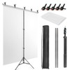 JEBUTU 5X6.5ft White Screen Backdrop with Stand Kit, White Screen