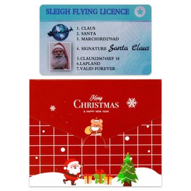 Jagowa 1 Piece Santa Claus Lost Flying License Sleigh Flying License Christmas Decorations Christmas Eve Box Filler Santa Claus Flying Licence with Envelope Plastic ID Card Decoration (Style A)