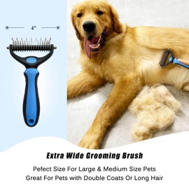 ShinyDew Deshedding Dog Brush And Metal Comb, Cat Brush Dog Brush Undercoat Rake for Dogs & Cats, Pet Grooming Brush For Shedding, Dematting, Pet Hair Removal Tool For Long Haired Dogs