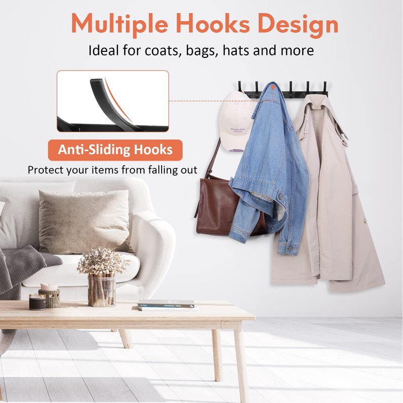 Optish 2 Pack Coat Rack Wall Mount, Coat Hooks Wall