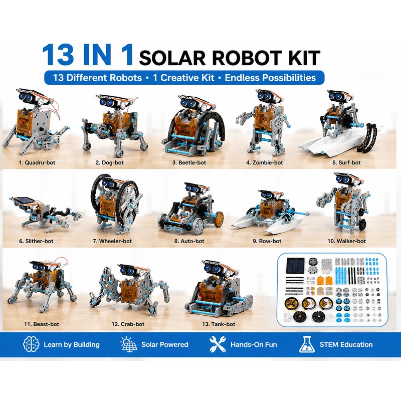 Solar Robot Kit for Kids – DIY STEM Building Toy