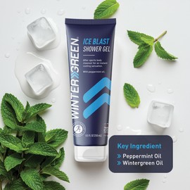 Wintergreen Ice Blast Shower Gel, 8.5 oz – Cooling Post-Workout Body Wash for Men and Women, Infused with Peppermint and Wintergreen Extracts, Deep Cleansing and Refreshing for Athletes