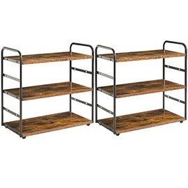 IBUYKE TWJ001H-2 Spice Rack, Set of 2, Worktop Organiser, Brown | Bathroom Organizer Kitchen Shelf Spice Rack Standing Wood for Kitchen Dining Office