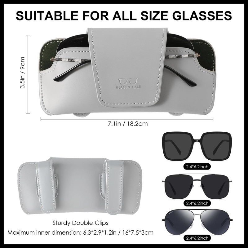 GELVTIC Sunglasses Holder for Car Visor Vegan Leather Glasses Case