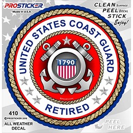 ProSticker 410V (One) United States Coast Guard Retired USCG Decal (4")