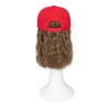 TESS Red Baseball Cap with 8'' Short Wavy Synthetic Hair