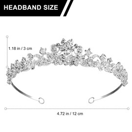 Cabilock Rhinestones Flower Crown Queen Tiara Headband Wedding Bride Hairband Bridal Headband Luxury Crowns Wedding Crystal Hair Accessory for Bride Prom Birthday Cosplay