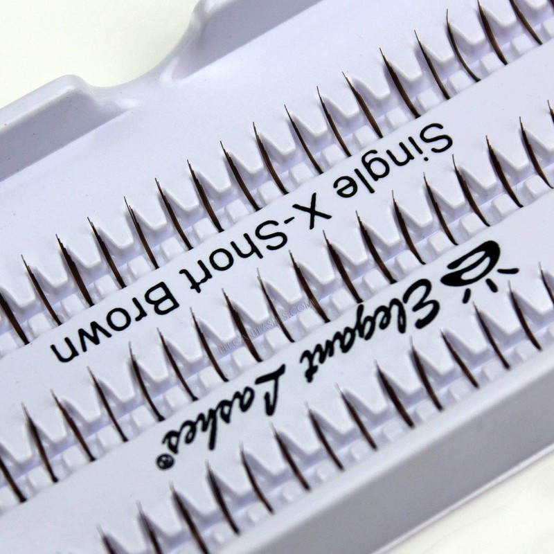 Elegant Lashes Individual Single X-Short Brown Lashes (Pro Dozen Pack